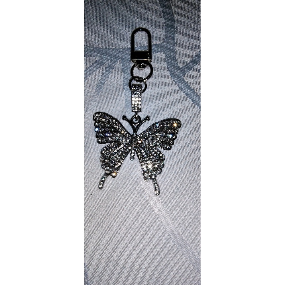 Beautiful Butterfly Rhinestone Key Chain Purse Backpack Charm Keychain - Picture 5 of 5